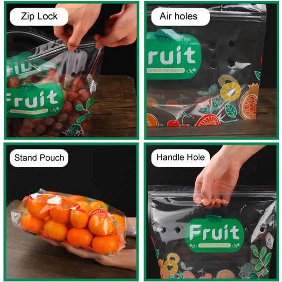 Fruit Ziplock Standing Pouch Bag 100pc