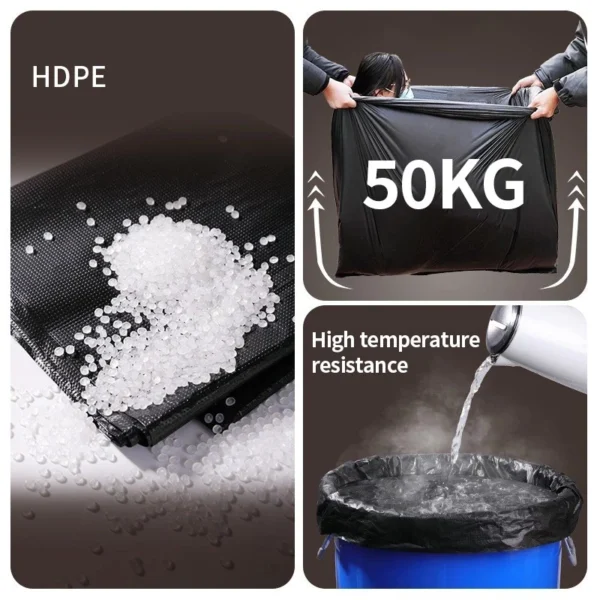 100pcs Heavy Duty Trash Bags 120x140cm
