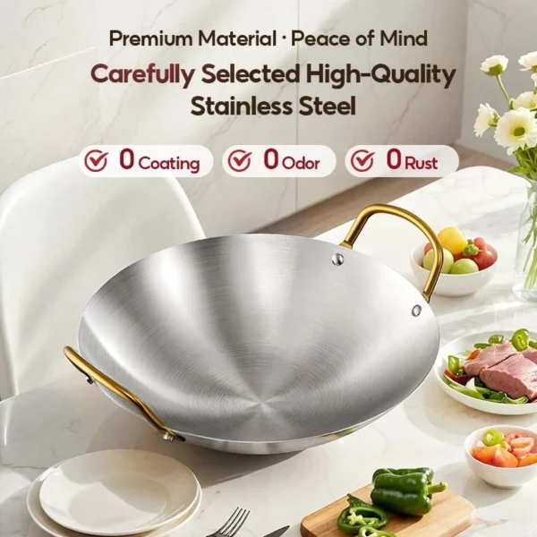 304 Stainless Steel Wok 28-40cm